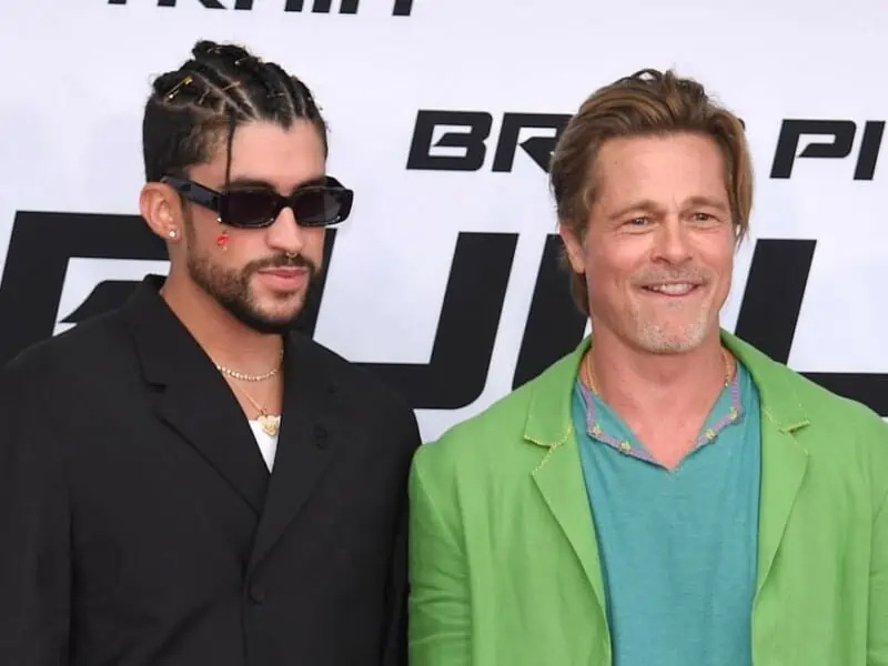 Bad Bunny y Brad Pitt juntos en el estreno de “Bullet Train”