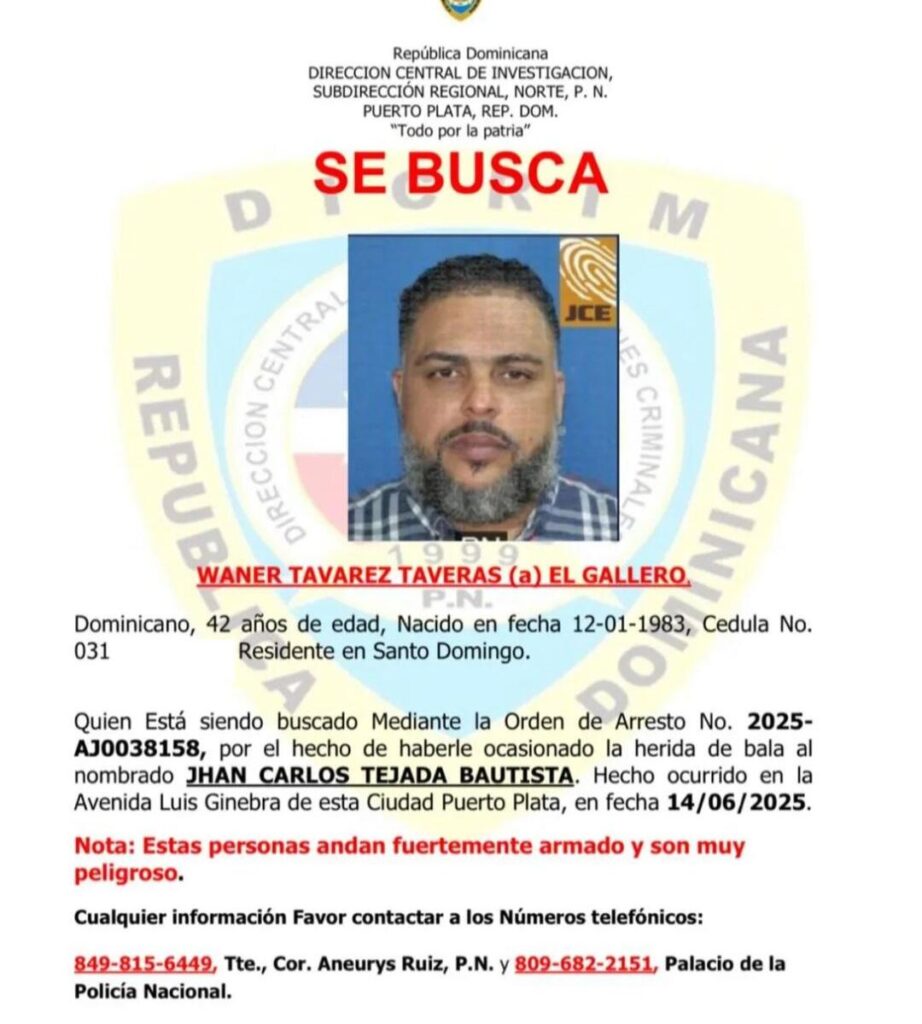 ‘El Gallero’ prófugo tras balear a un hombre en Puerto Plata; Policía lo busca activamente