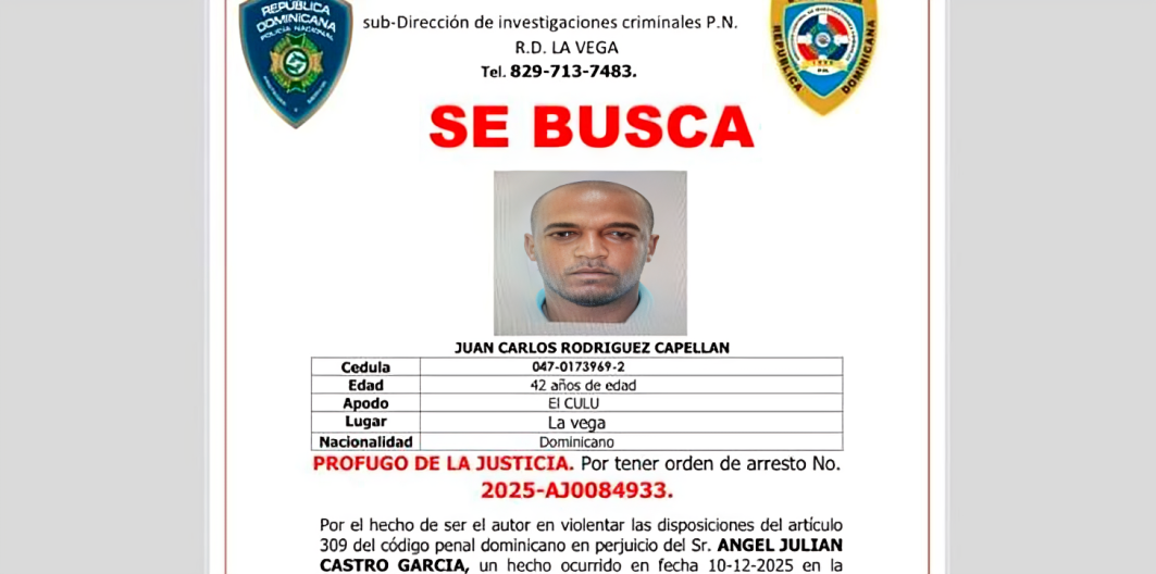 Alerta en La Vega: buscan a “El Culu” por agresión; Policía advierte que es peligroso