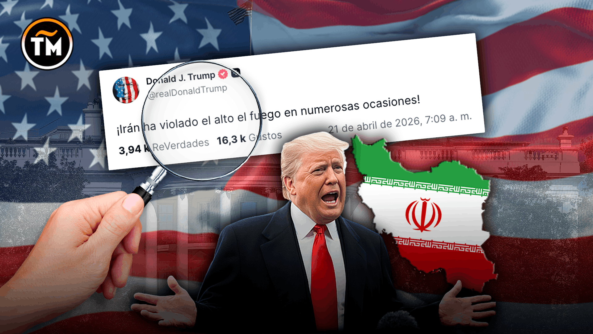 El presidente Donald Trump acusa a Teherán de violar el alto el fuego