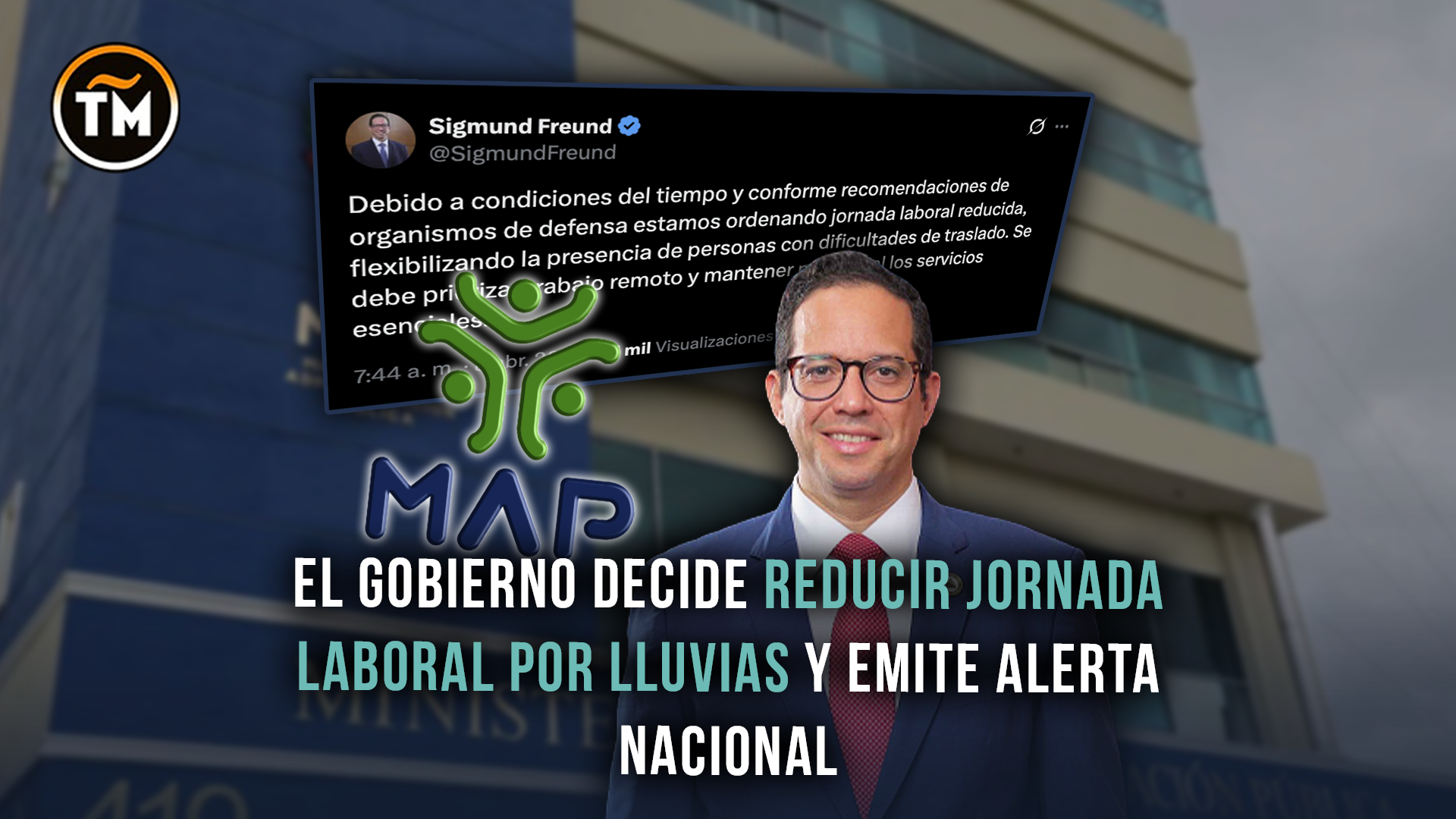 Se declara reducción de jornada laboral por el MAP ante condiciones climáticas adversas